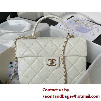 Chanel Grained Calfskin  &  Gold-Tone Metal Flap Bag with Top Handle AS4712 White 2025